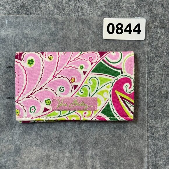 Vera Bradley Pinwheel Pink Card Holder Bifold Wallet Women's Fabric Purse Floral - Picture 5 of 5